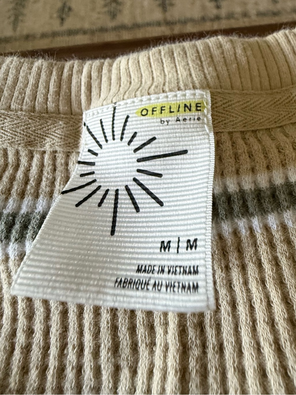 Aerie striped waffle long sleeve crew neck shirt - Picture 3 of 6